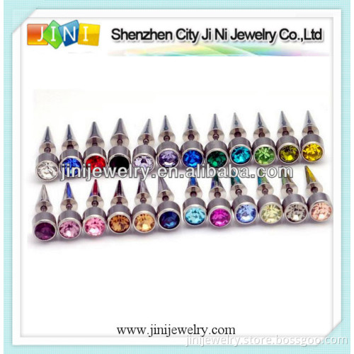 crystal stone fake plug cheater earring